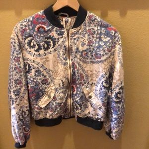 Free People Flower Print Bomber Jacket XS